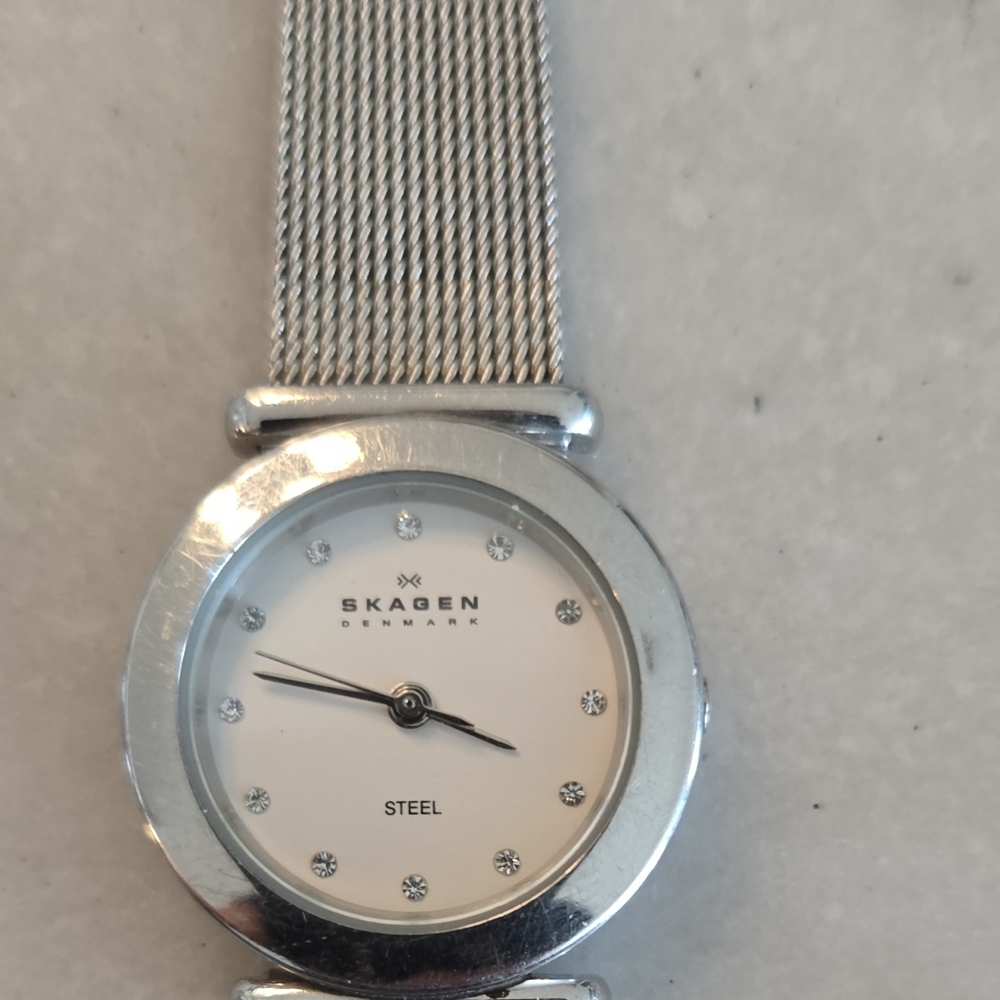 Skagen White Dial Silver Mesh Watch
